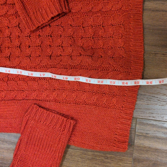 Orange Vintage Off the Shoulder Cable Knit Sweater - Picture 7 of 8